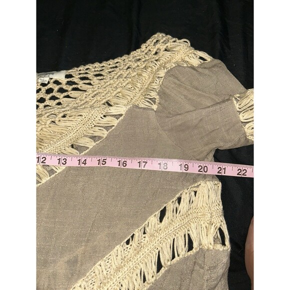 Umgee Mocha Crochet Gypsy Boho Coachella‎ Chic Tunic L - Picture 5 of 5